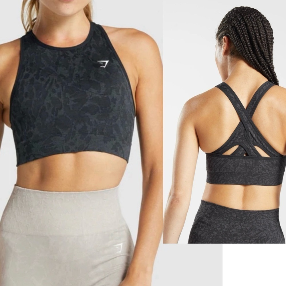 Gymshark Adapt Animal Seamless Sports Bra-Butterfly Black size M